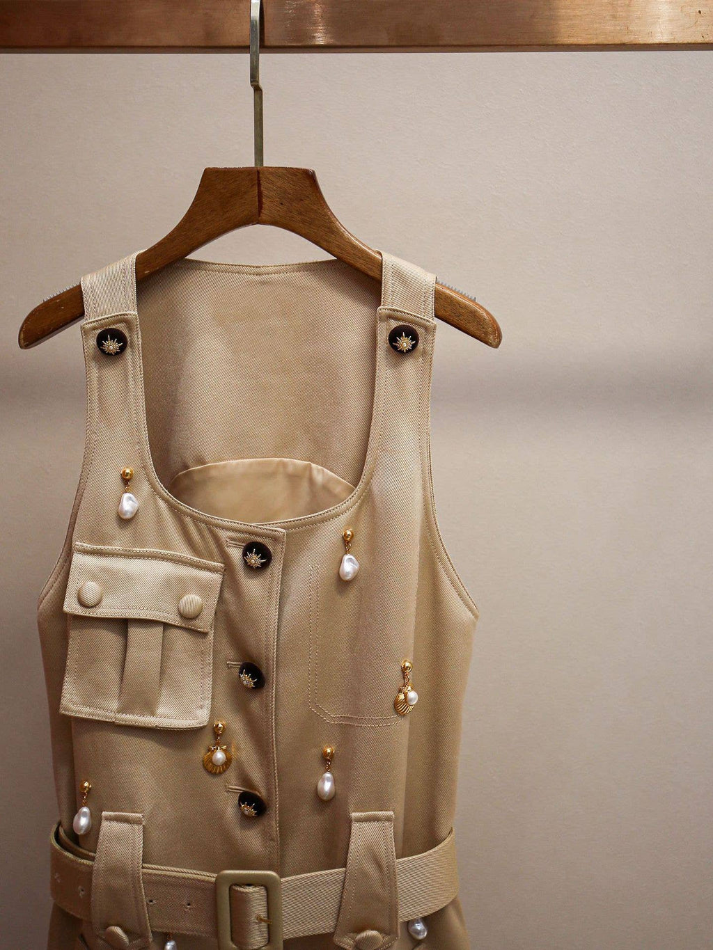 Pendant Detail Sleeveless Mini Dress