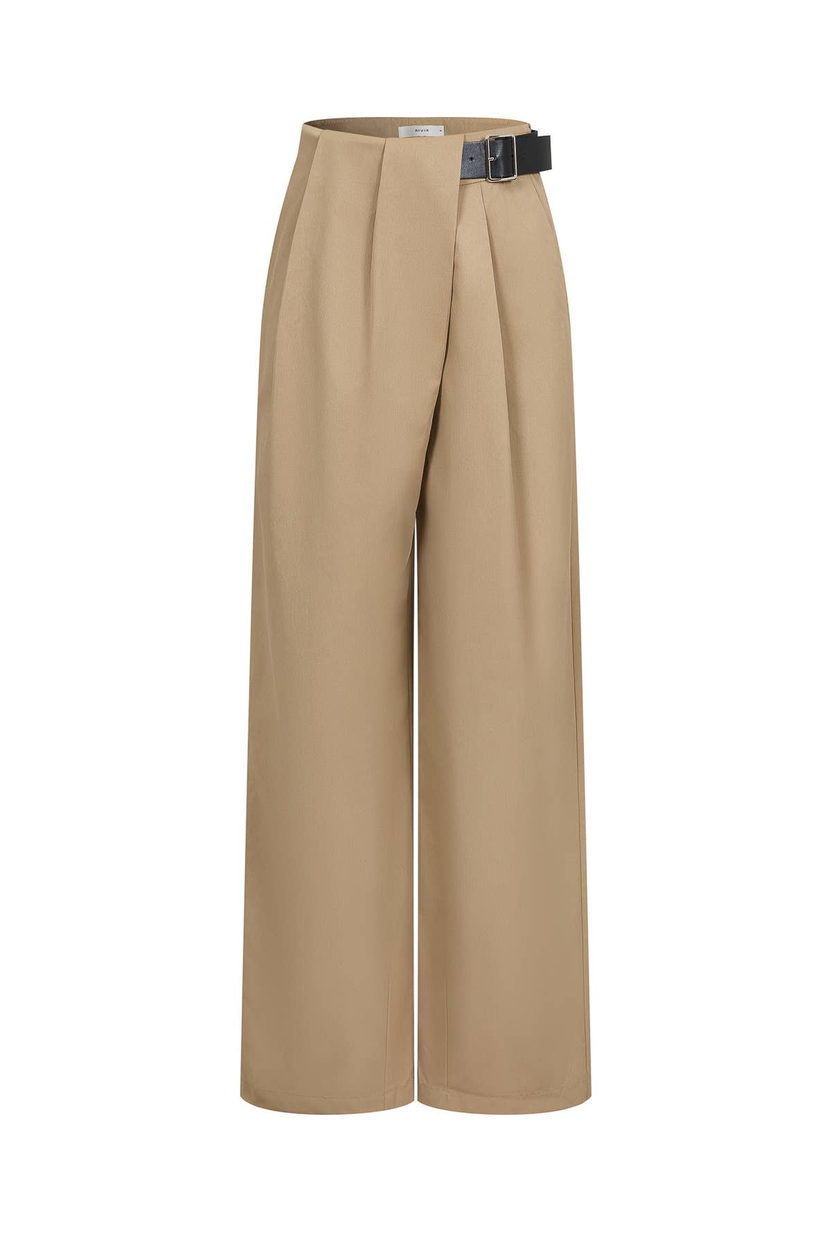 Woven Asymmetrical Pleated Pants with  Belt