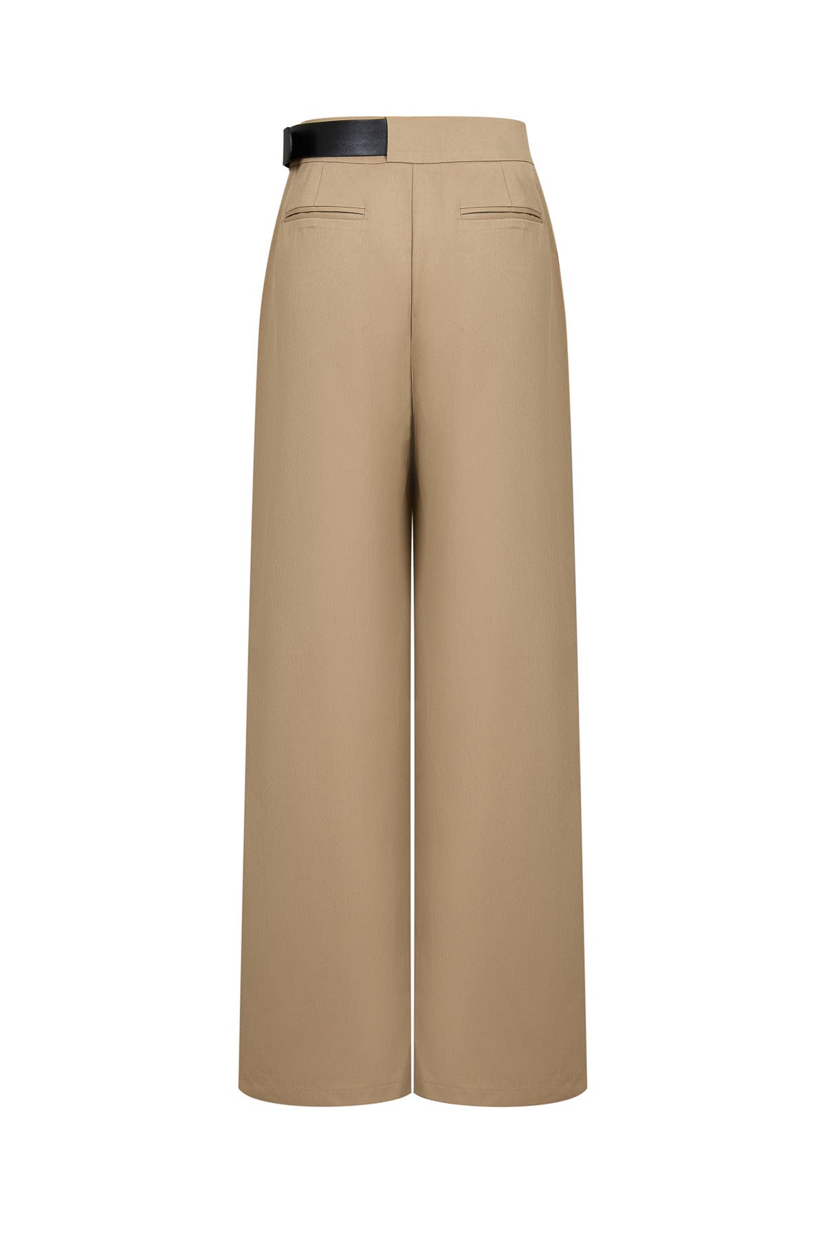 Woven Asymmetrical Pleated Pants with  Belt