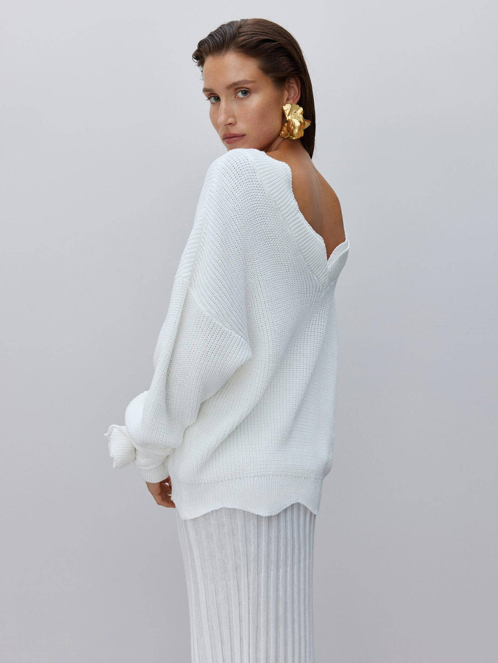 Back Cutout Sweater With Rose Detail