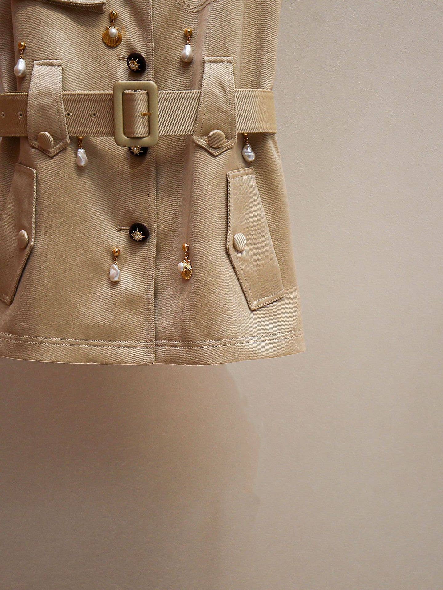 Pendant Detail Sleeveless Mini Dress