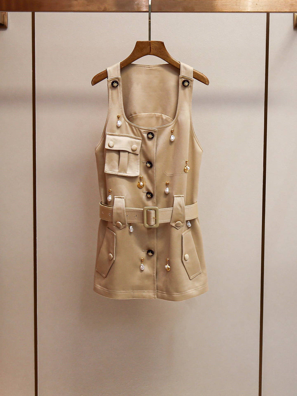 Pendant Detail Sleeveless Mini Dress