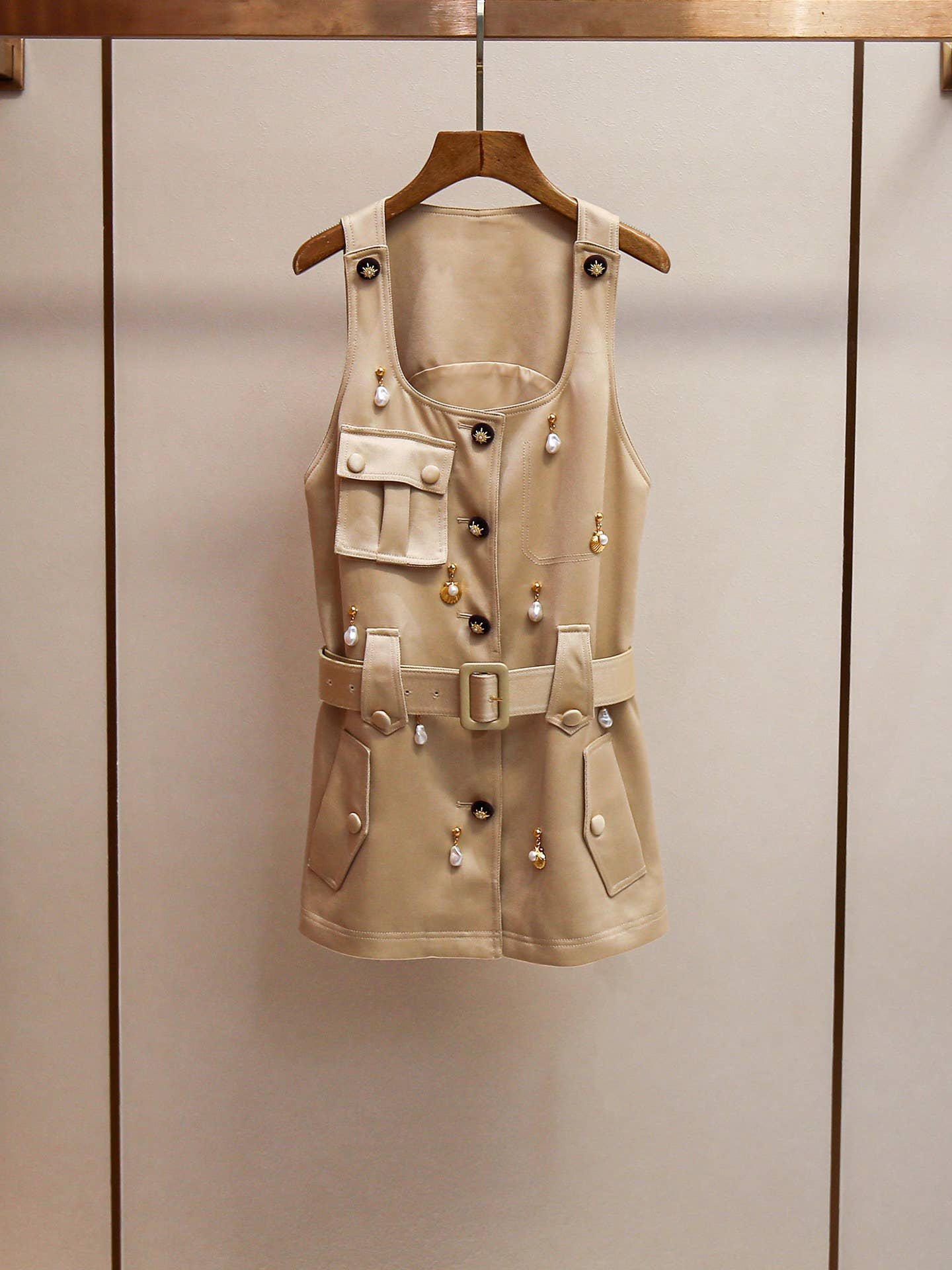 Pendant Detail Sleeveless Mini Dress