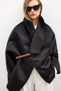 Satin Wrap Jacket with Leather Belt