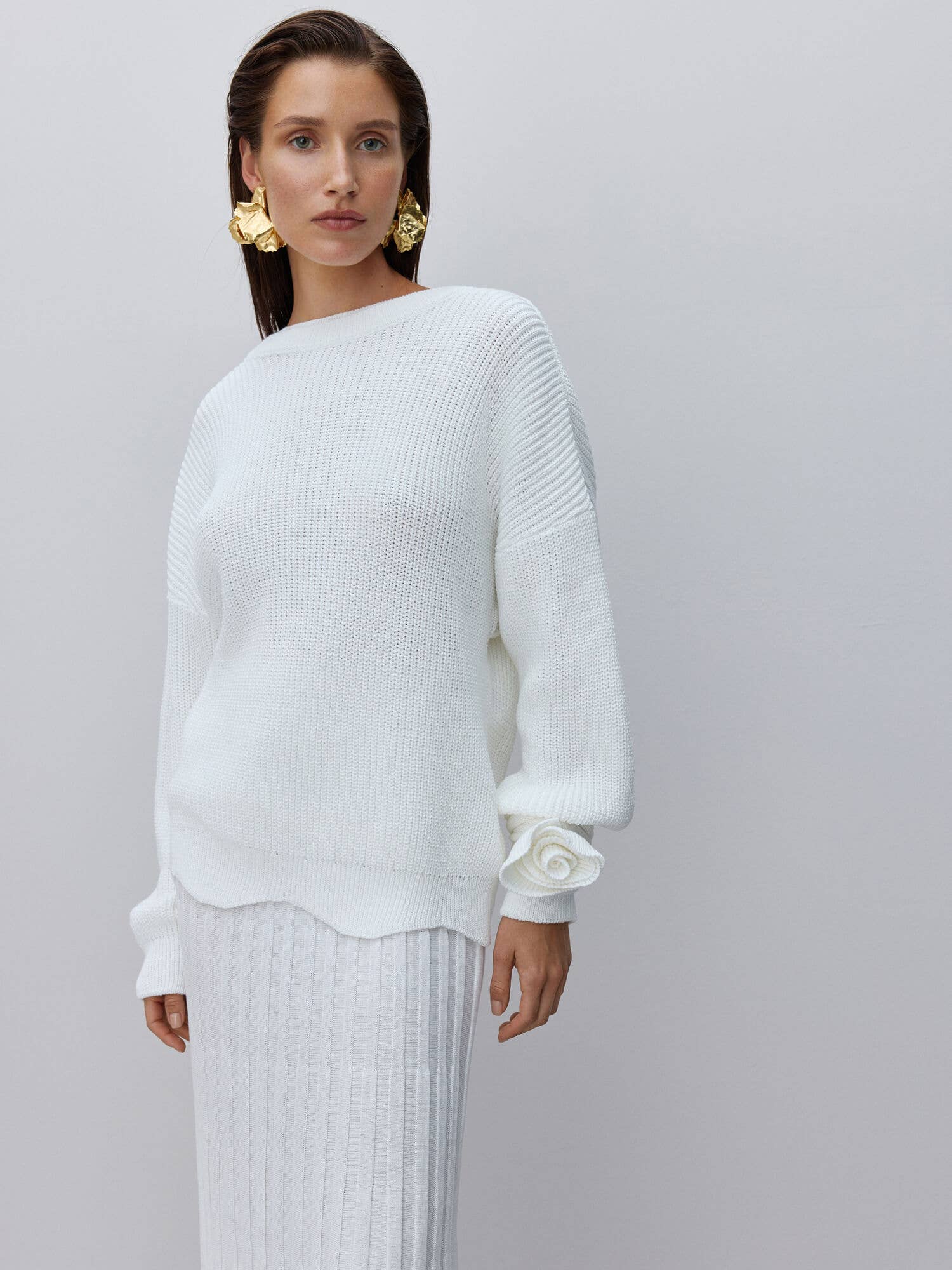 Back Cutout Sweater With Rose Detail